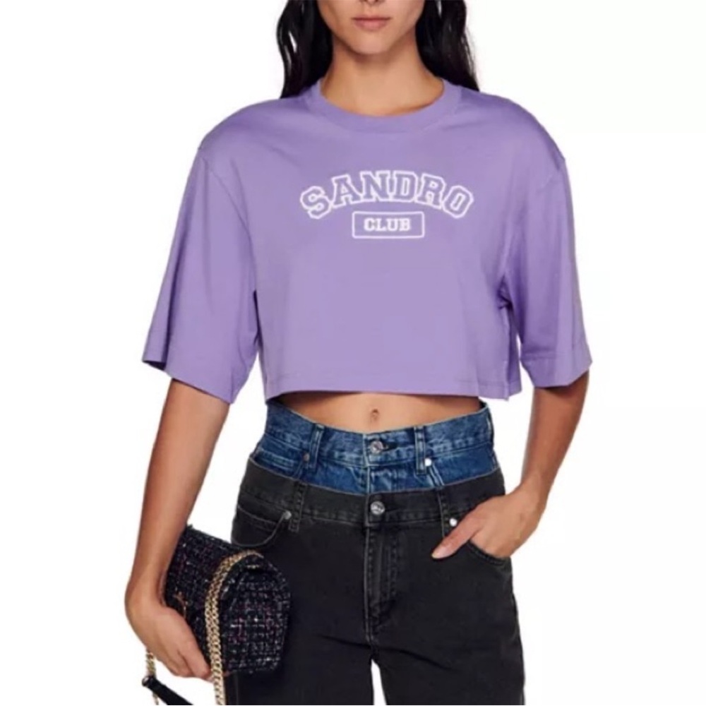 Sandro Lavender Cropped Tee